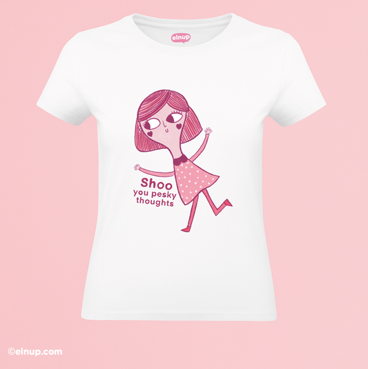 Mental Health T-Shirt – Shoo You Pesky Thoughts | Relatable Overthinking Tee