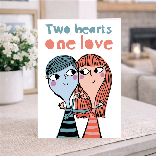 Romantic Card – Two Hearts One Love | Anniversary or Love Card