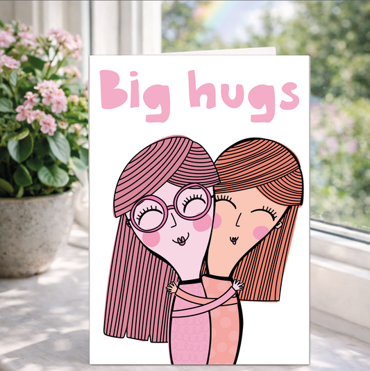 Big Hugs Card | Cute Friendship Card | Thinking of You Hug Card
