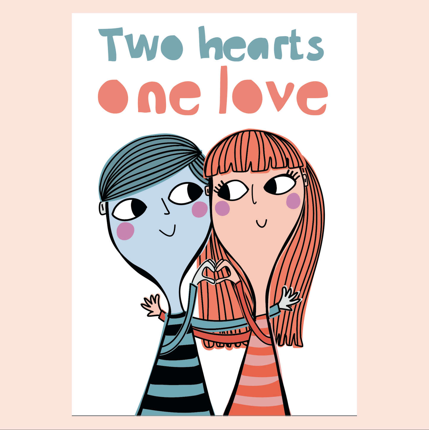 Romantic Card – Two Hearts One Love | Anniversary or Love Card