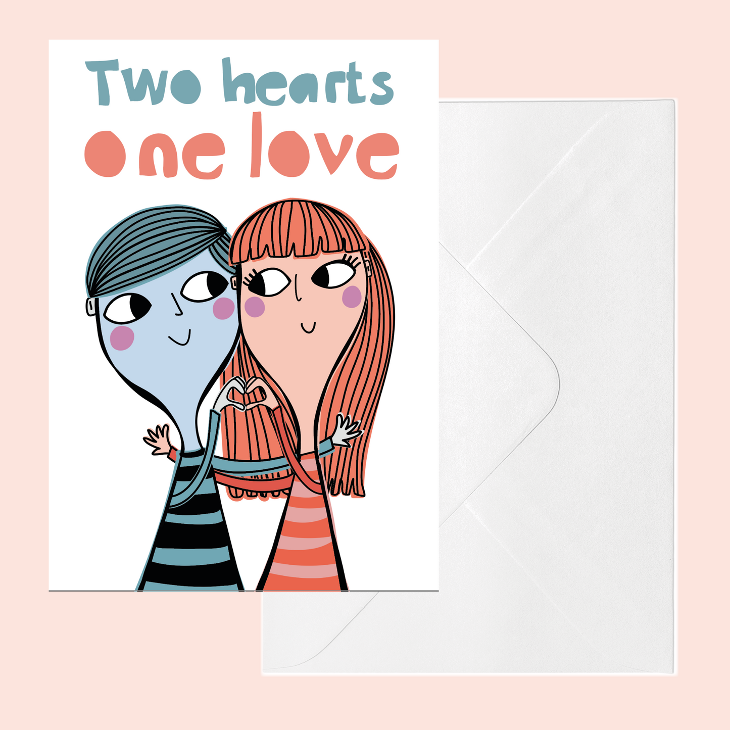 Romantic Card – Two Hearts One Love | Anniversary or Love Card