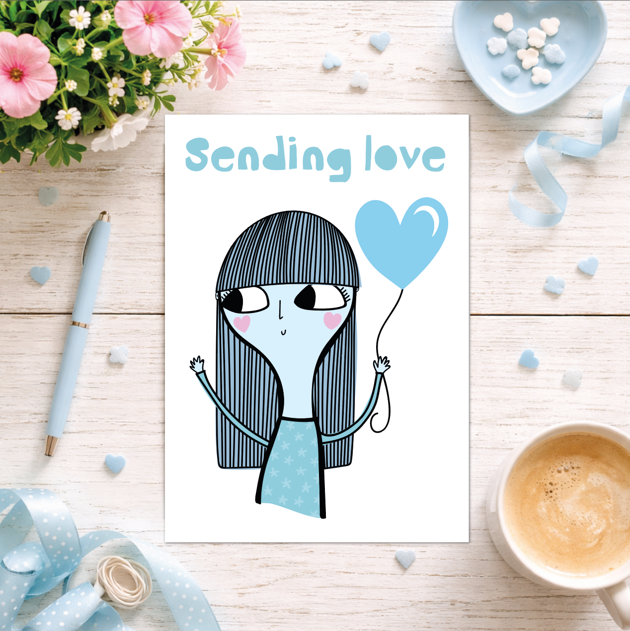 Sending Love Card | Thinking of You Card | Cute Support Card