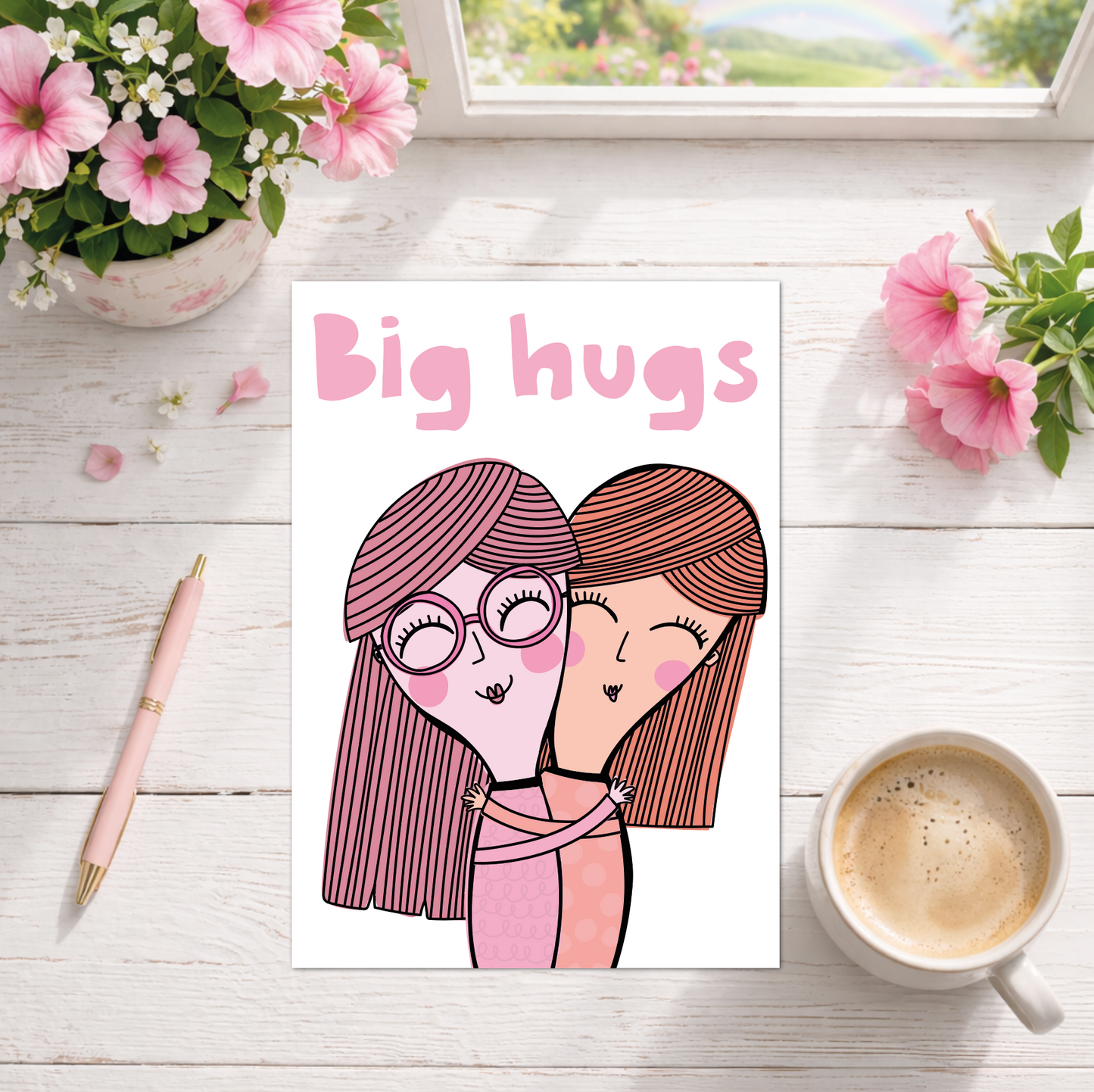 Big Hugs Card | Cute Friendship Card | Thinking of You Hug Card